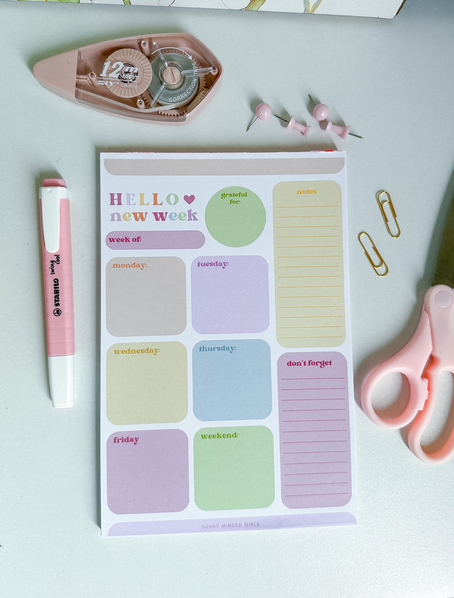 Hello New Week Undated Weekly Planner Notepad