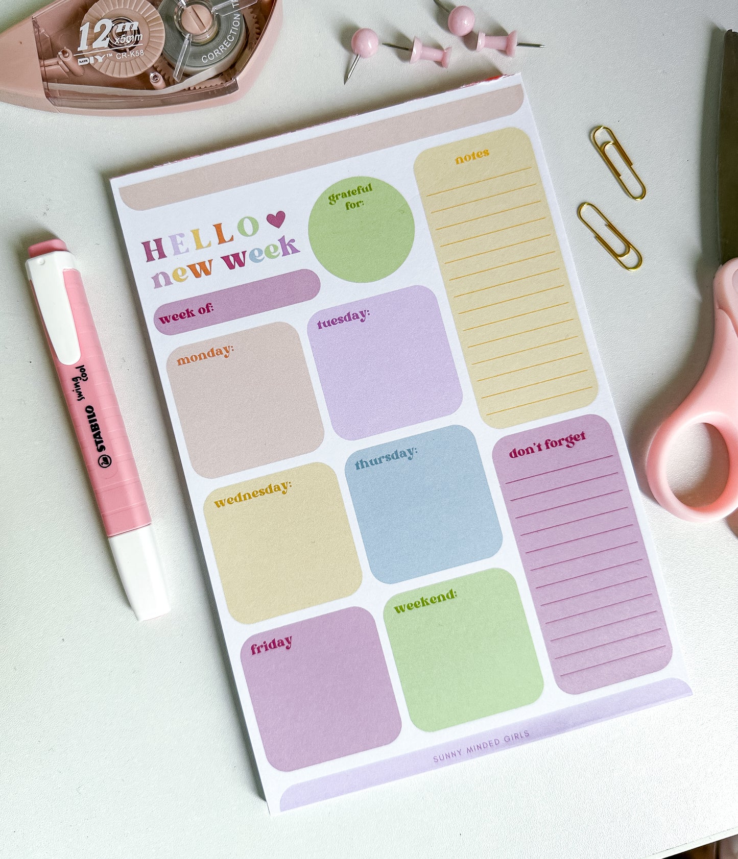 Hello New Week Undated Weekly Planner Notepad